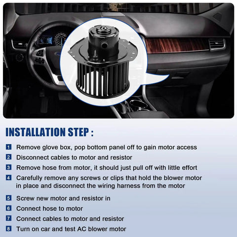Installation steps for AC Blower Motor Replacement With Fan For 1992 To 1996 Chevy Suburban C1500 C2500 K1500 K2500 Tahoe