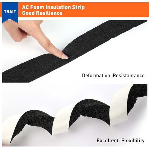 Magzo weather stripping door seal, 1in W x 1in T foam adhesive strip, black, 13 ft total (two rolls), flexible insulation.