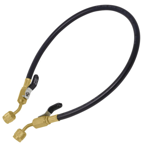 Leak Saver AC Leak Sealer Injector Hose by Amazon, black rubber hose with dual brass ball valves
