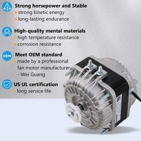 Side view of YZF18-25 Fan AC Motor 120V 18W 1.01A 60Hz Shaded Pole Condenser Motor with strong horsepower and high-quality materials.