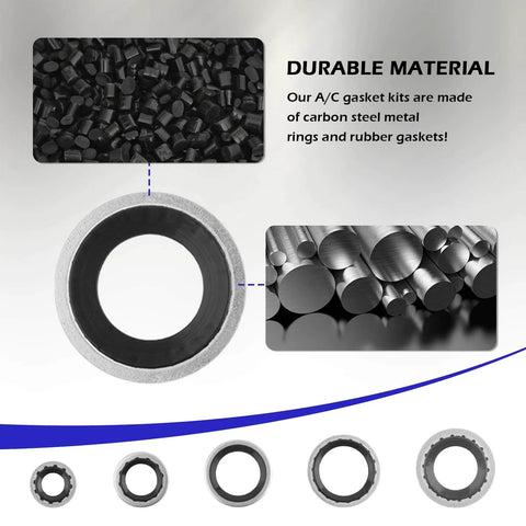 AC O Ring Kit With 139 Pieces Includes 30 Sizes 54 Rubber Gaskets And 85 Spacers Durable Automotive Seal Kit materials