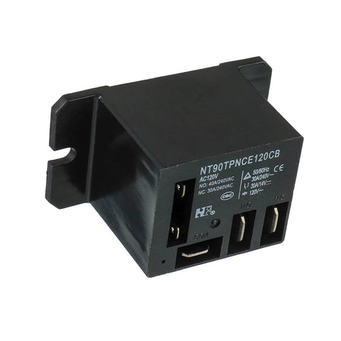 Front view of AC 120V Power Relay With 30A SPDT 1NO 1NC Flange Mount 10 Quick Connect Terminals Mini Relay Pack Of 2.