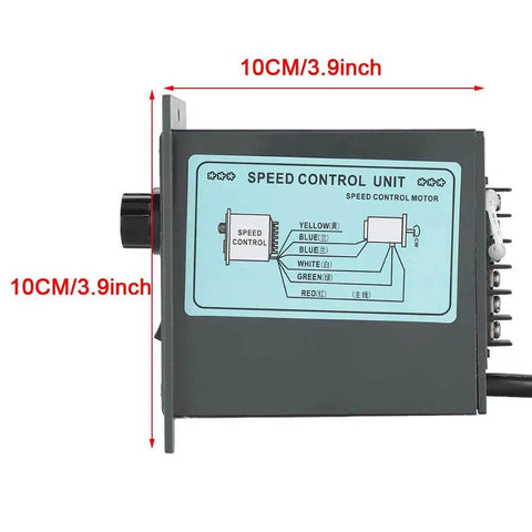Side view of AC Motor Speed Controller Adjustable Stepless Regulator Switch With LED Display Knob 220V 15W To 400W, 10cm size.