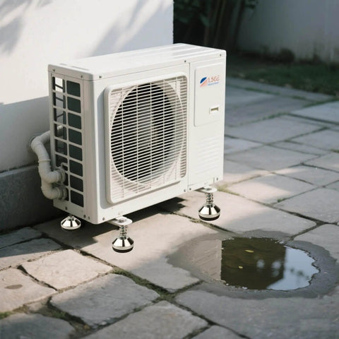 Heavy duty vibration isolator mounts with adjustable M8 leveling feet provide stable, noise reducing support for air conditioners