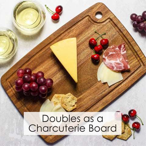 Acacia Wood Cutting Board With Juice Groove For Everyday Kitchen Prep Kitchen Workhorse 15 Inch By 10 Inch Durable Carving Board With Cheese And Fruit