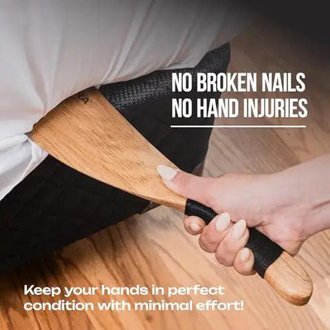 Bed Sheet Tucker Mattress Lifter Tool Made From Sturdy Acacia Wood That Helps You Change Sheets Without Strain Back Saver Works With Fitted And Flat Sheets Comforters And Blankets