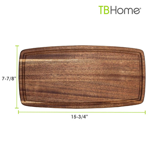 Acacia Wood Cutting Board With Juice Groove For Juicy Roasts And Fish Filleting, Oblong Shape Measuring 15-3/4 Inches By 7-7/8 Inches