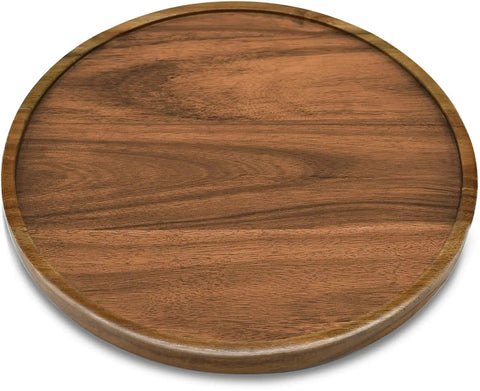 13 Inch Acacia Wood Lazy Susan Organizer For Kitchen Cabinets And Pantry Turntable With Natural Solid Wood Finish