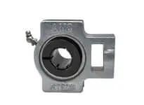 Front view of 1-3/16 in (30.16 mm) Accu-Loc nickel SL plated wide take-up unit, single, sealed ball bearing, corrosion-resistant finish.