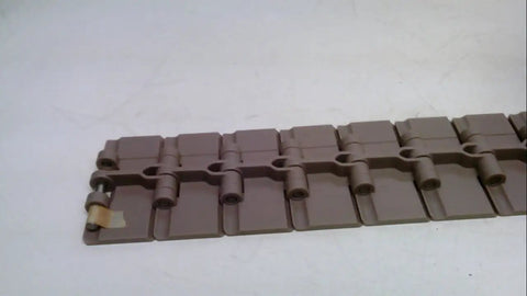 Acetal Tabletop Chain With 1.5 Inch Pitch And 3.25 Inch Width Low Friction Design Stainless Steel Pins For Smooth Straight Running Performance Tan Rexnord