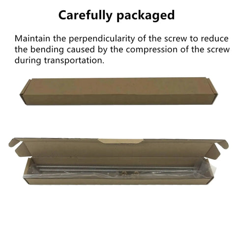 Two precision 200mm TR8X8 Acme lead screws with 8 mm lead, SUS304 stainless steel shafts and brass nuts in packaging box.