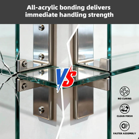 Clear Heavy Duty Double Sided Mounting Tape With Waterproof Foam Adhesive 4905 used on glass panels with metal brackets.