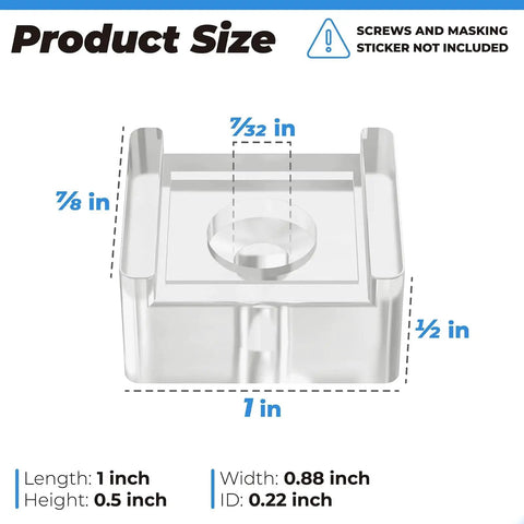 Clear Acrylic Finger Pull For Sliding Shower Doors Replacement Parts 2 Piece Set with dimensions labeled