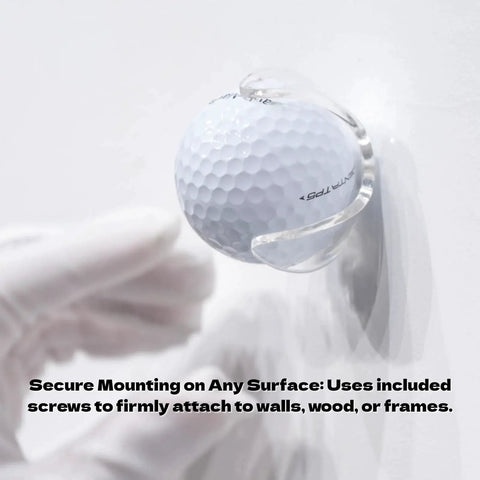 Golf Ball Wall Mount Display For Single Balls With Transparent Acrylic Claw Design Securely Mounts To Any Surface With Included Screws