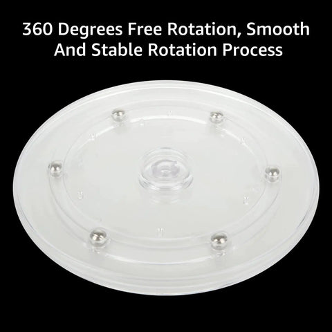 Clear acrylic rotating tray from 4 Pack 6 Inch Lazy Susan Turntables Set with ball bearing swivel base, showing 360-degree rotation.
