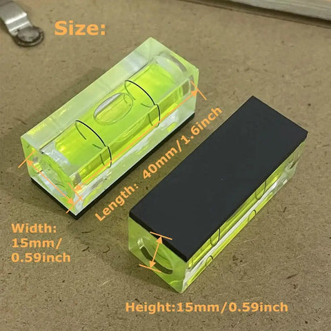 Magnetic Square Bubble Spirit Levels Set 3 Pack Mini Acrylic Level Tool For Precise Horizontal And Vertical Alignment, size 15x15x40mm