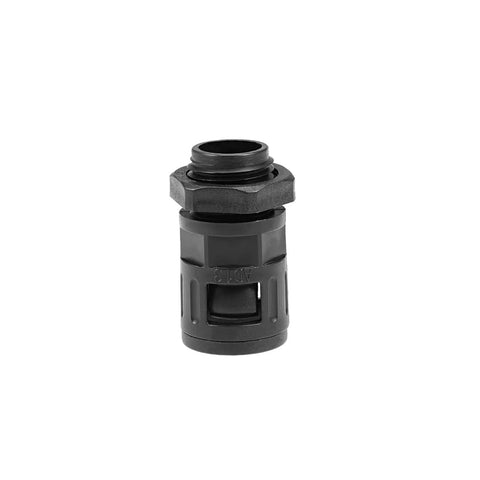 Front view of AD13 Corrugated Cable Gland Connector For Conduits M16 Thread Heavy Duty Pipe Joint Clamp, 10mm inner, 24mm outer diameter