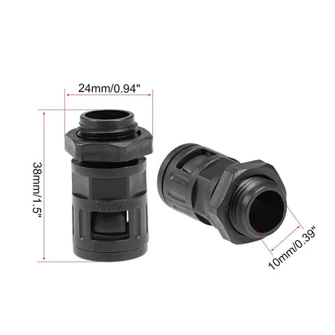 AD13 Corrugated Cable Gland Connector For Conduits M16 Thread 8 Pack, 10mm Inner Diameter, 24mm Outer Diameter, side view