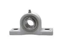 Front view of 1-5/16 in (33.34 mm) Pillow Block Bearing Single Unit with Stainless Steel Ball Insert and Set Screw, White Polymer PPL207 Housing