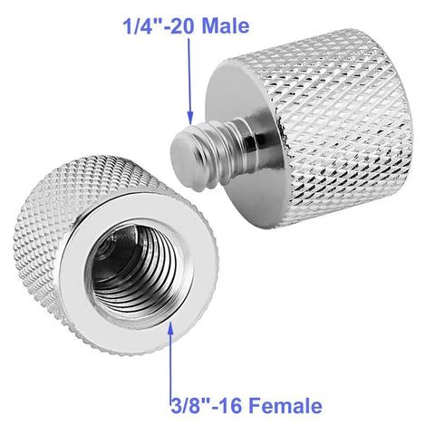 3/8 Inch Female To 1/4 Inch Male Thread Adapter for Camera Monitors Microphones Stands and Tripods Nickel Plated Brass 2 Pack