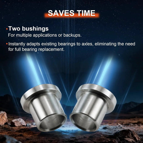 Two 2 Pack Five Eighths Inch To Twelve Millimeter Adapter Sleeve Bearing Reducer Bushing For Mini Bike Axle in a futuristic scene
