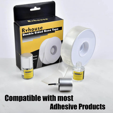 Adhesion Promoter With Brush Head 10ml 2 Pack for double-sided nano tape bonding, including product box and open bottle.