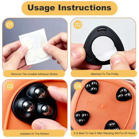 Installation steps for 8 Pieces 1.45 Inch Self Adhesive Appliance Caster Wheels 360 Degree Swivel Quiet Movement for Kitchen Appliances.