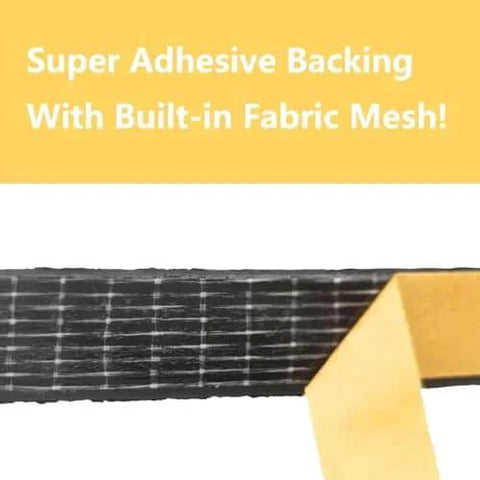 Close-up of Weather Stripping Seal Strip for Doors/Windows 18 Feet, Self-Adhesive Backing Seals with fabric mesh detail