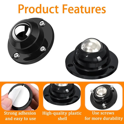 Self Adhesive Caster Wheels Set, 10 Pack, 0.8 Inch Low Profile Swivel Wheels With 360 Degree Rotation For Furniture And Home Items shown