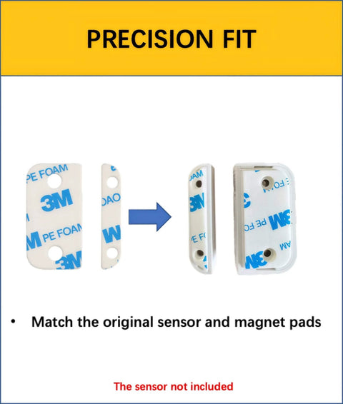 Adhesive Replacement Strips For Contact Sensor Second Gen Pre Cut Double Sided Tape 12 Pack For Easy Mounting with magnet pads