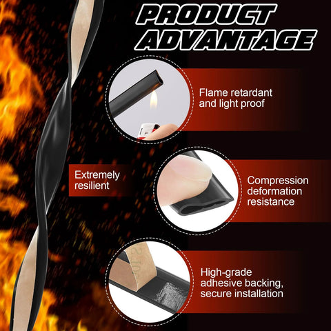 Innconee silicone door/window gasket, black, 0.5"W x 0.25"H x 20' L, adhesive weather stripping.
