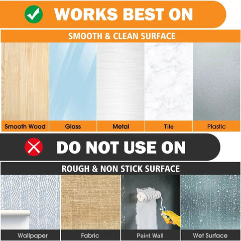 Image showing suitable and unsuitable surfaces for Picture Hanging Strips 40 Strips 20 Pairs Damage Free Removal Wall Hangers.