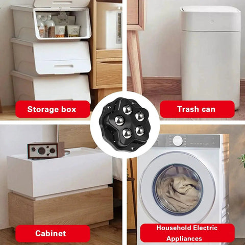 Image showing storage box, trash can, cabinet, and household electric appliance with self adhesive caster wheels for carpet and large appliances.
