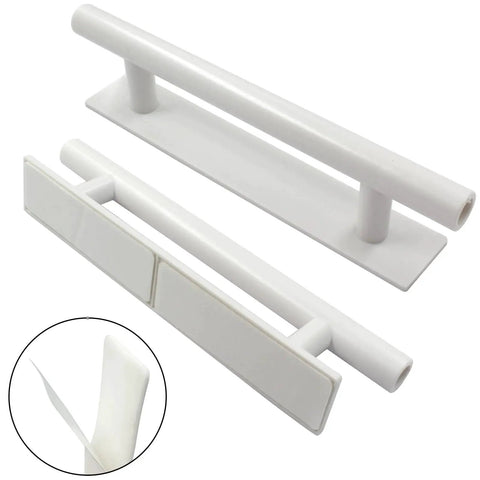 10 Pack White Self Adhesive Cabinet Handles 135mm 5.3 Inch Sturdy ABS Plastic Stick On Door Pulls with adhesive backing