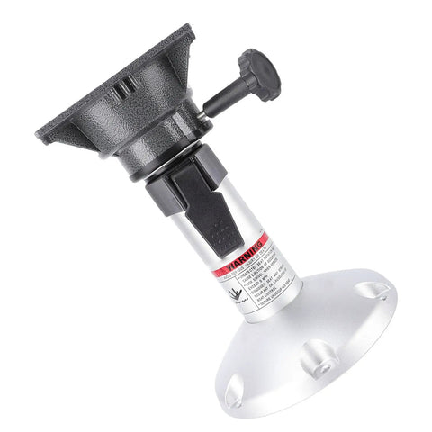Eminchu aluminum adjustable-height boat seat pedestal with base plate and locking knob, side view