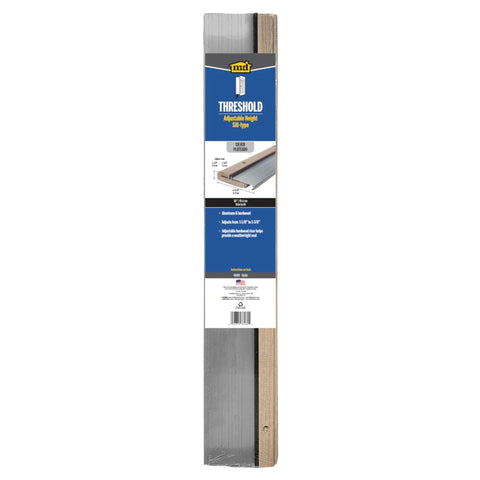 Packaged 4-9/16 in. x 1-1/8 in. x 36 in. Silver Adjustable Aluminum & Hardwood Threshold Kit for French and exterior doors