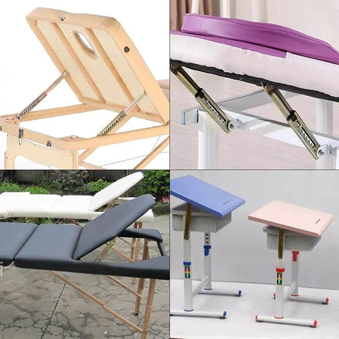 10-Gear Adjustable Angle Hinge 2PCS Heavy Duty Lift Rod Mechanism for Desks, Massage Tables, and Furniture Hardware in use