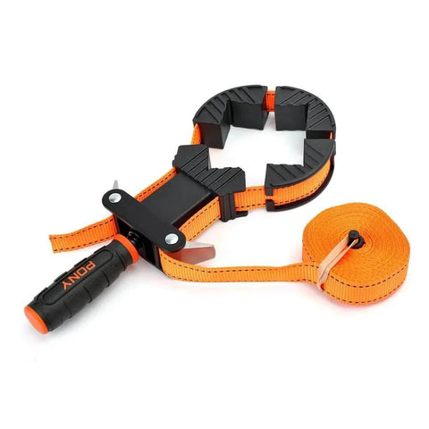Adjustable Clamp Pony 1225 Rapid Acting Band Clamp With Non Marring 1x1 Inch Jaws For Irregular Shapes, Metal Levers