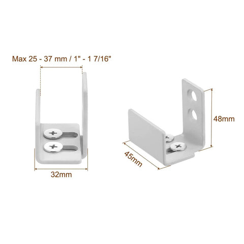 Sliding Barn Door Floor Guide Wall Mounted Adjustable 25mm To 37mm U Bracket With Flush Flat Bottom White Finish Dimensions