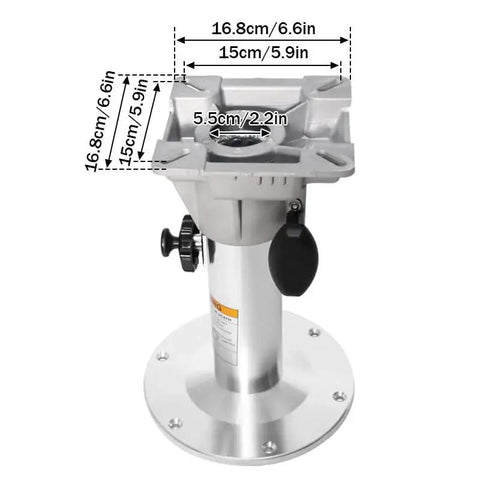 KMLai adjustable boat seat pedestal, marine-grade stainless steel with locking knob and round base.