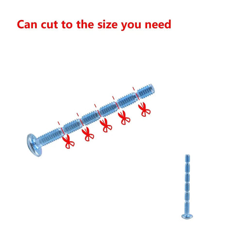 Adjustable screw for Blue White Porcelain Ceramic Cabinet Handles, can be cut to size as needed, showing scissors marks