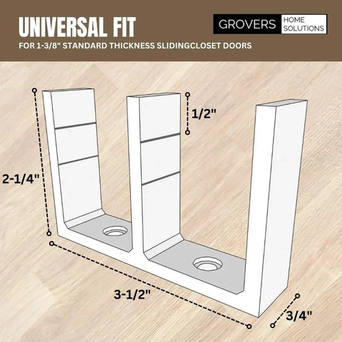Illustration of Adjustable Height Sliding Closet Door Floor Guide Bracket White Fit For One And Three Eighths Inch Doors Slim Profile