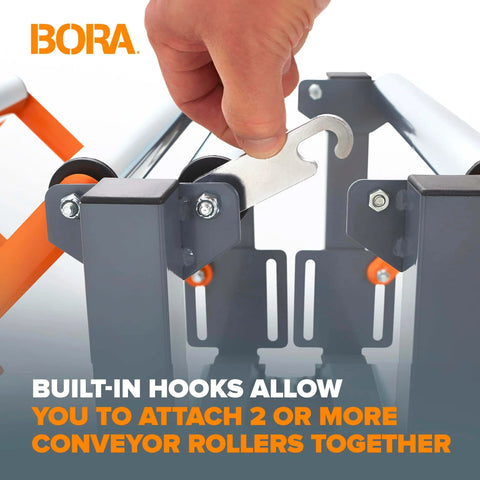 Built-in hooks on Adjustable Conveyor Roller Stand Infeed / Outfeed Support Expandable Gravity Conveyor 300 lbs.