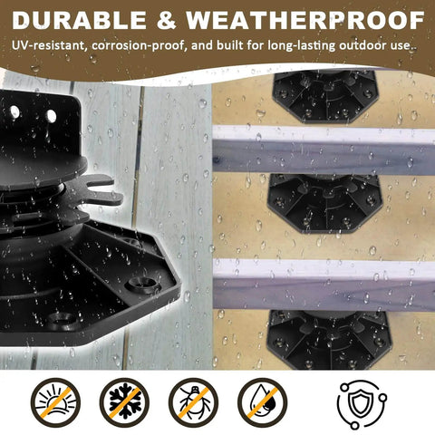 Adjustable Deck Support Pedestal Kit With 24 Pack Foundation Blocks For Decks Joists And Flooring Height Adjustable From One And Three Sixteenths Inches To Two And Three Eighths Inches Includes 48 Screws Tape And Screwdriver