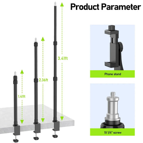 Two Pack Desk Mount With 1/4 And 3/8 Inch Screws And Ball Head, adjustable aluminum stand dimensions and phone holder