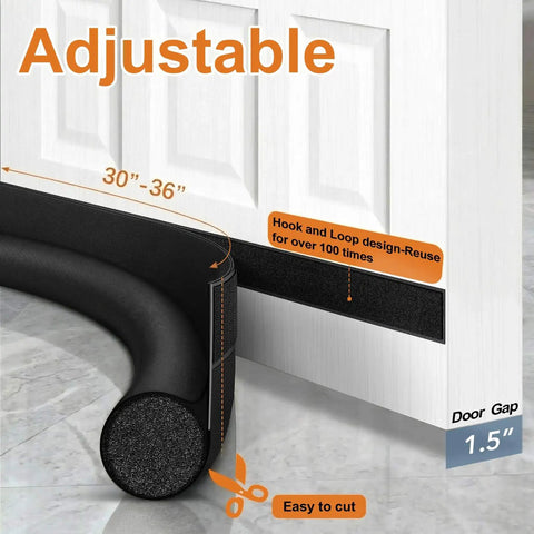 36 Inch Under Door Draft Stopper Blocker Door Sweep Keeps Cold Air Out, Cuts Noise, Light, Odor, Easy Install with Weather Stripping