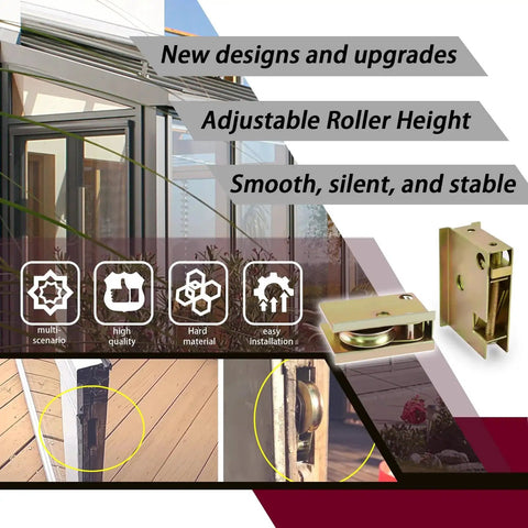 Sliding Patio Door Rollers Compatible With Aluminum Doors Made After 1992 1996, 1-1/2 Inch Steel Ball Wheel Bearing, Adjustable