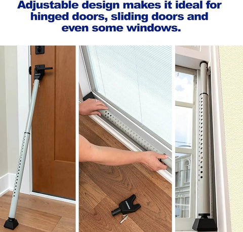 Door Security Bar - Adjustable Brinks Door Security Bar for Travel, School, Dorm and Home - door jammer for sliding and hinged doors