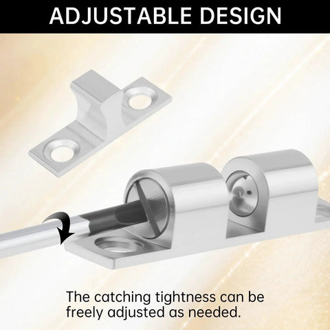 Adjustable design of 12Pcs Double Ball Tension Roller Cabinet Catch Latch Set 70mm Solid Brass Hardware with silver finish.