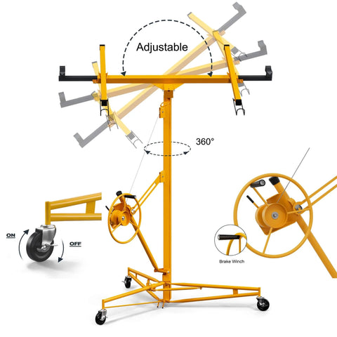 ✝️ 11 ft Drywall Lift,Drywall Rolling Lifter Panel,150 LBS Heavy Duty Sheetrock Lift Drywall Lifter with adjustable arm and wheels